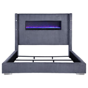 Tisdall Upholstered Eastern King Flame Visualizer Bed Grey - 306030KE