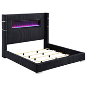 Tisdall Upholstered Queen Flame Visualizer Bed Black - 306031Q