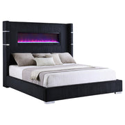 Tisdall Upholstered Queen Flame Visualizer Bed Black - 306031Q