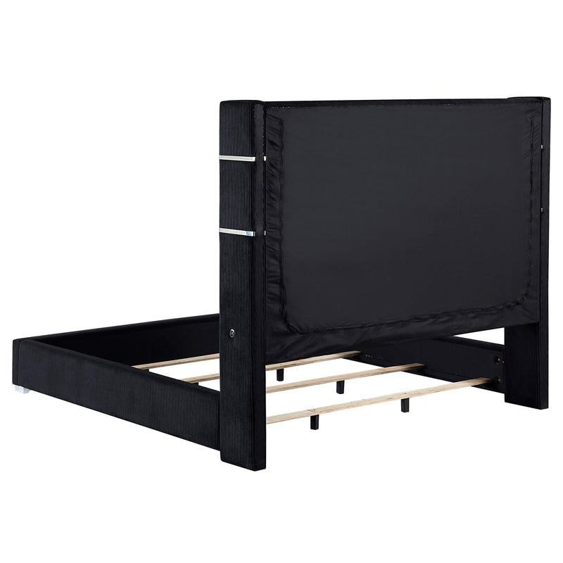 Tisdall Upholstered Queen Flame Visualizer Bed Black - 306031Q