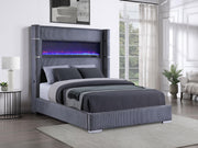 Tisdall Upholstered Queen Flame Visualizer Bed Grey - 306030Q