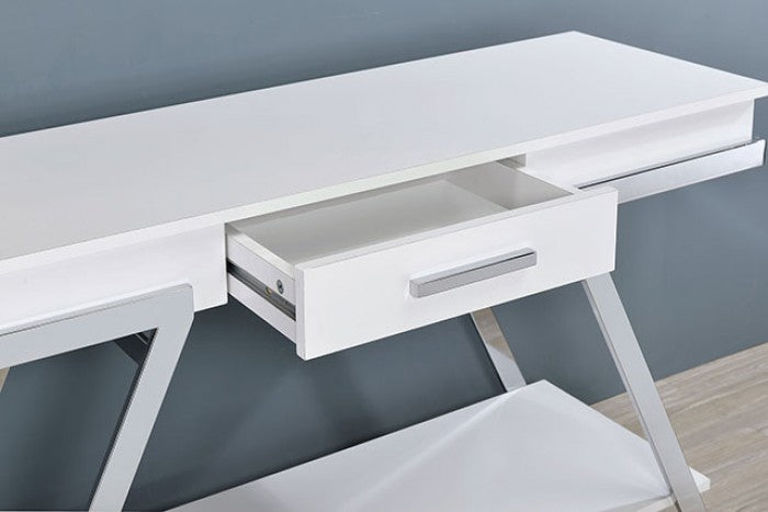 Titus White/Chrome Sofa Table - CM4193WH-S