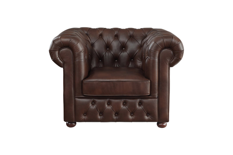 Tiverton Brown Faux Leather Living Room Set - Gate FurnitureLiving Room Set