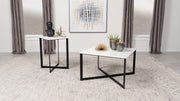 Tobin Square Marble Top Coffee Table White and Black - 707698