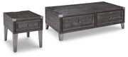 Todoe Coffee Table with 1 End Table in Dark Gray - PKG008763