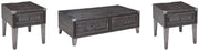 Todoe Coffee Table with 2 End Tables in Dark Gray - PKG007214