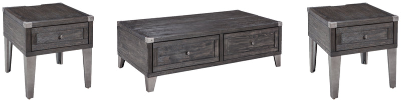 Todoe Coffee Table with 2 End Tables in Dark Gray - PKG007214