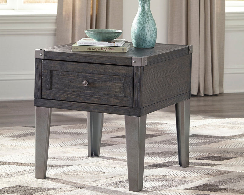 Todoe Coffee Table with 2 End Tables in Dark Gray - PKG007214