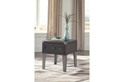 Todoe Dark Gray End Table with USB Ports & Outlets - Gate FurnitureEnd Table