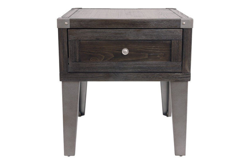 Todoe Dark Gray End Table with USB Ports & Outlets - Gate FurnitureEnd Table