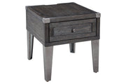 Todoe Dark Gray End Table with USB Ports & Outlets - Gate FurnitureEnd Table