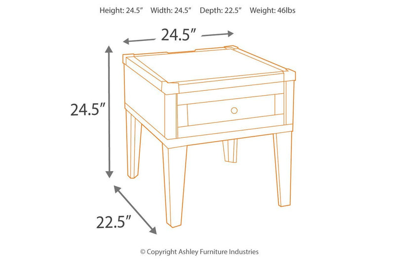 Todoe Dark Gray End Table with USB Ports & Outlets - Gate FurnitureEnd Table