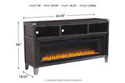 Todoe Gray 65" TV Stand with Electric Fireplace - Gate FurnitureTV Stand
