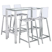 Tolbert 5-piece Bar Set with Acrylic Chairs Clear and Chrome - 104873-S5