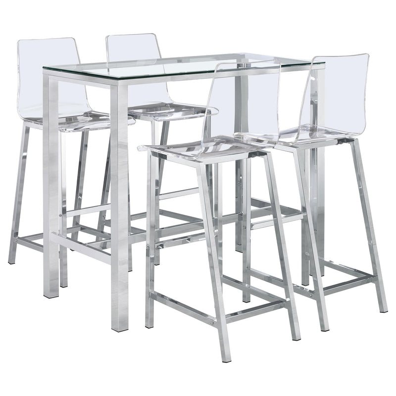 Tolbert 5-piece Bar Set with Acrylic Chairs Clear and Chrome - 104873-S5