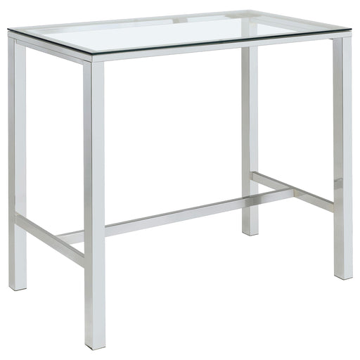 Tolbert Rectangular 47-inch Glass Top Pub Bar Table Chrome - 104873