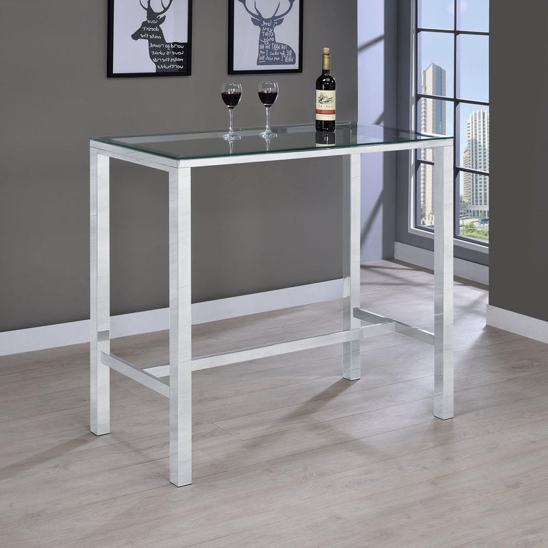 Tolbert Rectangular 47-inch Glass Top Pub Bar Table Chrome - 104873
