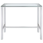 Tolbert Rectangular 47-inch Glass Top Pub Bar Table Chrome - 104873