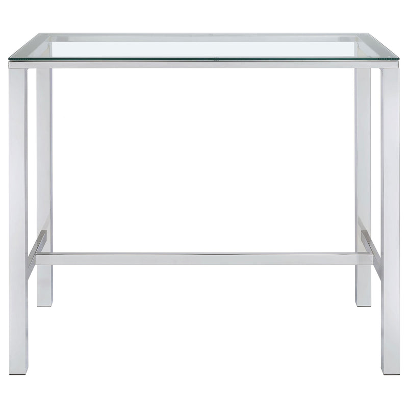 Tolbert Rectangular 47-inch Glass Top Pub Bar Table Chrome - 104873