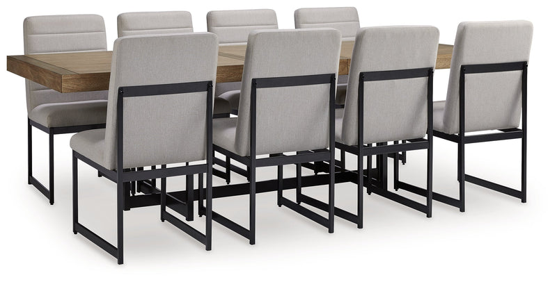 Tomtyn Dining Table and 8 Chairs in Light Brown - PKG020806