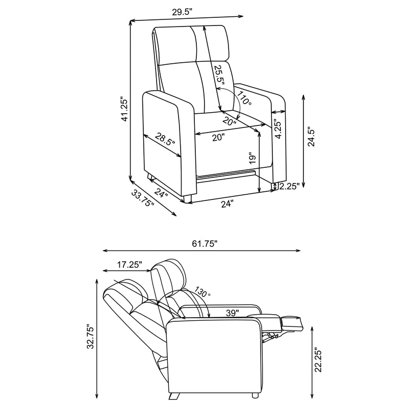 Toohey Upholstered Home Theater Push Back Recliner Black - 600181