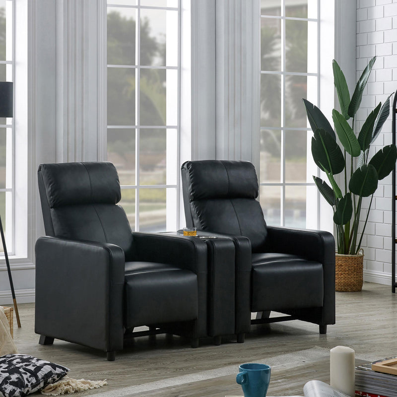 Toohey Upholstered Home Theater Push Back Recliner Black - 600181