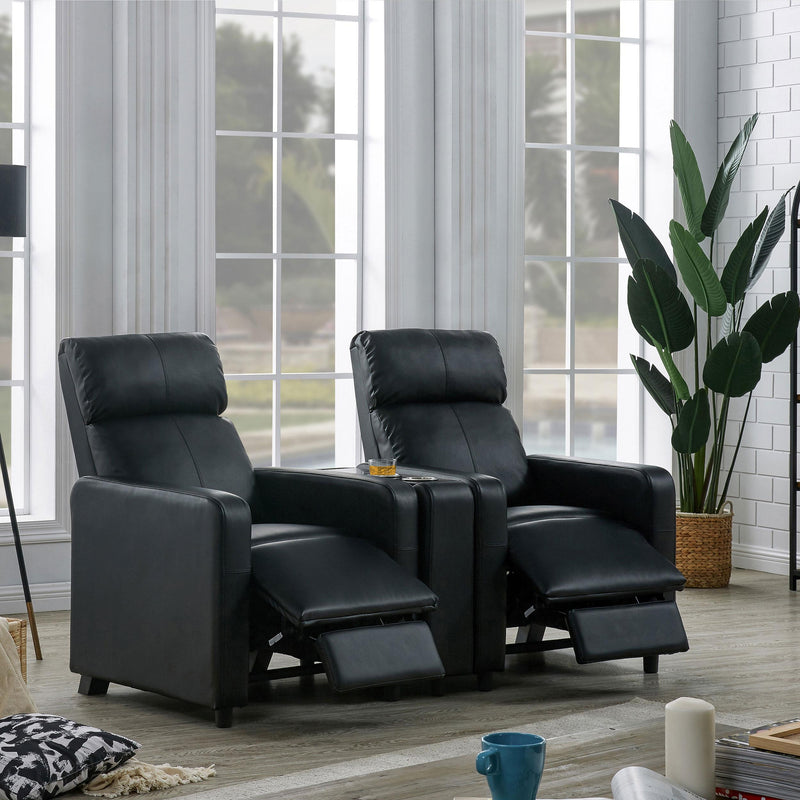 Toohey Upholstered Home Theater Push Back Recliner Black - 600181