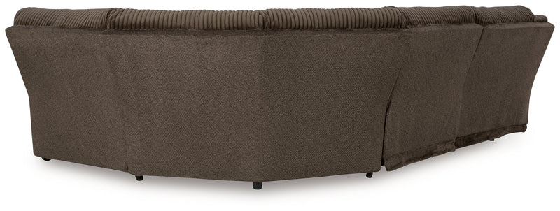 Top Tier Chocolate 5-Piece Sectional with Recliner from Ashley - Luna Furniture