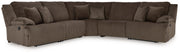 Top Tier 5 - Piece Sectional with Recliner in Chocolate - Gate FurnitureSectional
