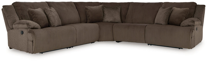 Top Tier 5 - Piece Sectional with Recliner in Chocolate - Gate FurnitureSectional