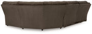 Top Tier 5 - Piece Sectional with Recliner in Chocolate - Gate FurnitureSectional