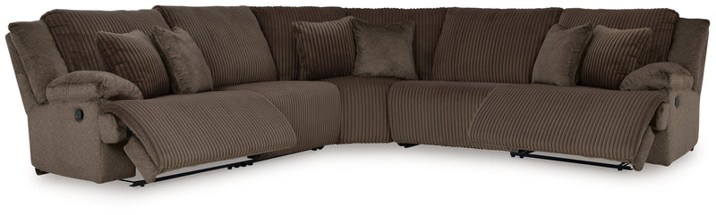 Top Tier 5 - Piece Sectional with Recliner in Chocolate - Gate FurnitureSectional