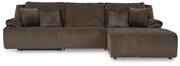 Top Tier Chocolate 3-Piece Reclining Sectional Sofa Chaise - 92705S6