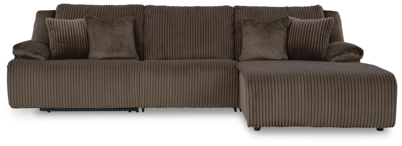 Top Tier Chocolate 3-Piece Reclining Sectional Sofa Chaise - 92705S6