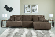 Top Tier Chocolate 3-Piece Reclining Sectional Sofa Chaise - 92705S6