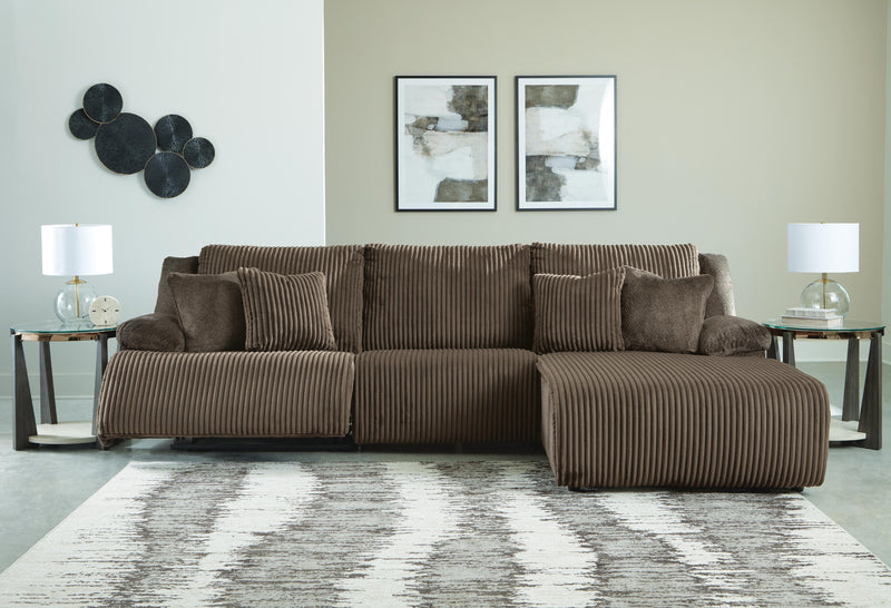 Top Tier Chocolate 3-Piece Reclining Sectional Sofa Chaise - 92705S6