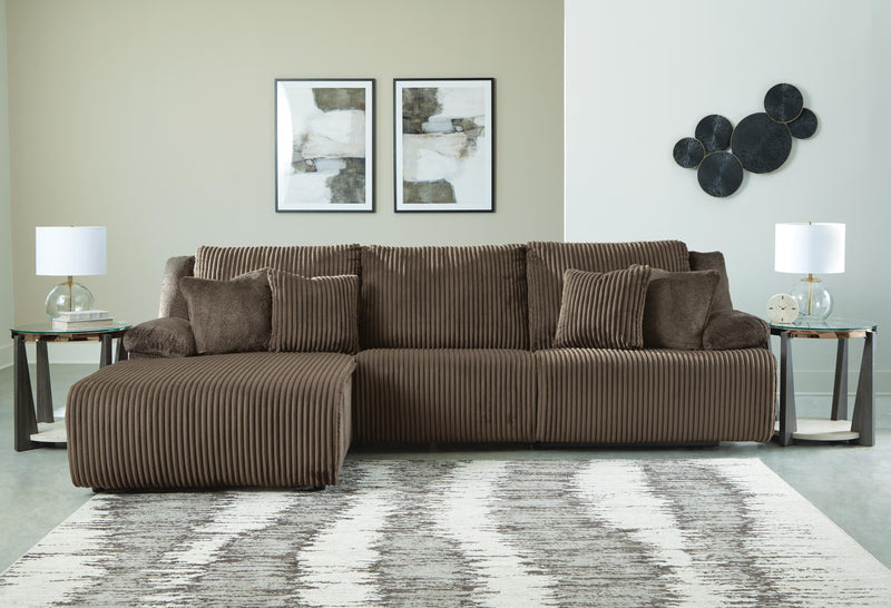 Top Tier Chocolate 3-Piece Reclining Sectional Sofa Chaise - 92705S7