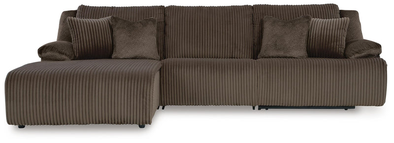 Top Tier Chocolate 3-Piece Reclining Sectional Sofa Chaise - 92705S7