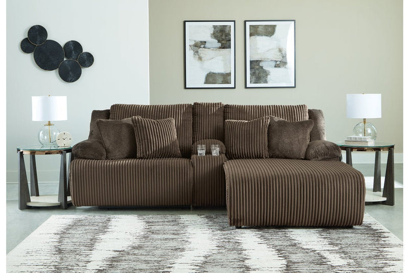 Top Tier Chocolate 3 - Piece Reclining Sectional Sofa with Chaise - Gate FurnitureReclining Sectional