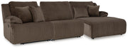 Top Tier Chocolate 3-Piece Reclining Sofa Chaise Sectional - 92705S10