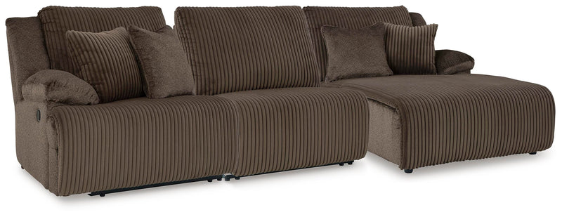 Top Tier Chocolate 3-Piece Reclining Sofa Chaise Sectional - 92705S10