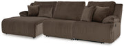 Top Tier Chocolate 3-Piece Reclining Sofa Chaise Sectional - 92705S11