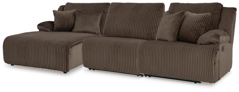 Top Tier Chocolate 3-Piece Reclining Sofa Chaise Sectional - 92705S11