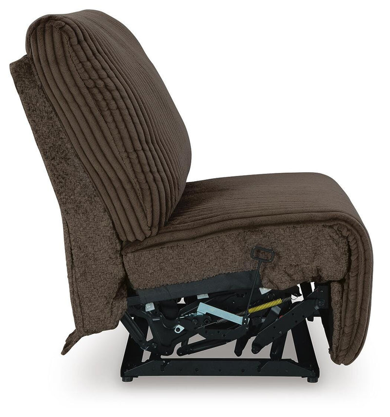 Top Tier Chocolate 3-Piece Reclining Sofa Chaise Sectional - 92705S11