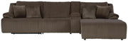 Top Tier Chocolate 4-Piece Reclining Sectional with Chaise - 92705S13