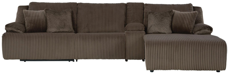 Top Tier Chocolate 4-Piece Reclining Sectional with Chaise - 92705S13