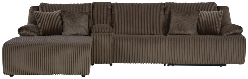 Top Tier Chocolate 4-Piece Reclining Sectional with Chaise - 92705S14