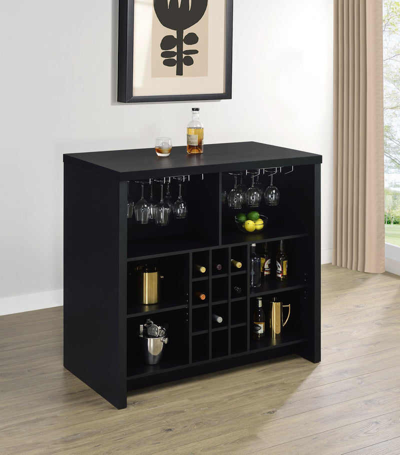 Topanga Engineered Wood Freestanding Home Bar Black - 182784