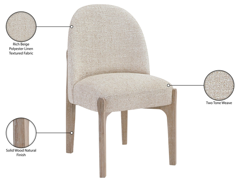 Torino Fabric Upholstered Dining Chair in Beige, Set of 2 - 88001Beige-C