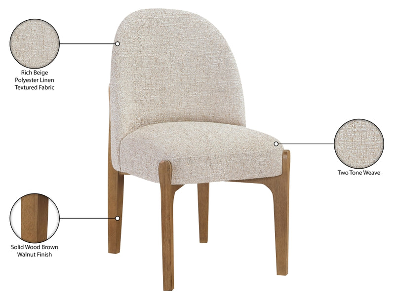 Torino Fabric Upholstered Dining Chair in Beige, Set of 2 - 88002Beige-C